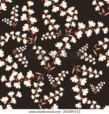 Tiny Flowers Seamless Pattern Vector Black Stock Vector 354374675 ...