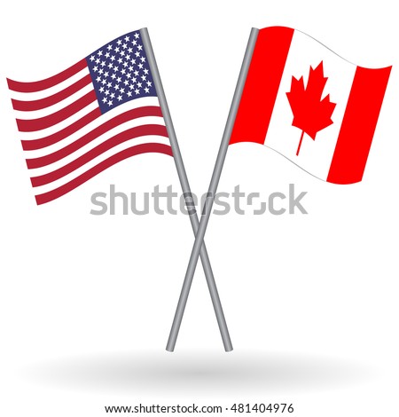 Pair Crossed American Canadian Flags Names Stock Vector 452736631 ...