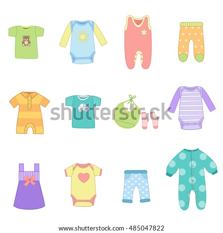 Baby Clothes Garments Infant Kids Sketches Stock Vector 510951349 ...