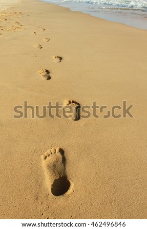 The footprints on the Phu Quoc beach, Kien Giang, Vietnam