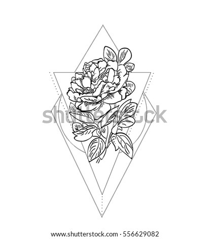 Geometric Rose Tattoo Rose Vector Illustration Stock ...