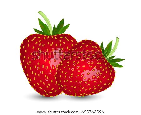 Realistic Strawberry Isolated on White Background. Vector Illustration