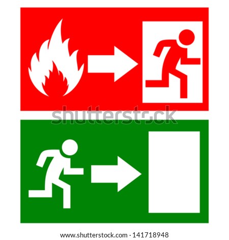 Vector Fire Exit Signs Stock Vector 141718948 - Shutterstock