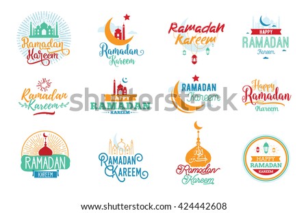 Ramadan Kareem Vector Typographic Design Set Stock Vector 