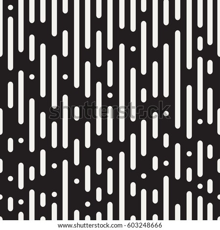 Rounded lines seamless pattern. Black and white abstract background. Vector illustration.