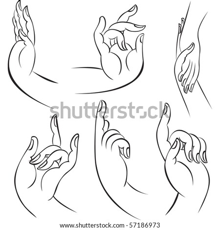 Pose Beautiful Female Hands Vector Illustration Stock Vector 376512310