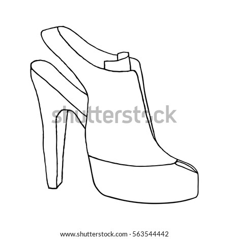high heel woman shoe fashion illustration hand drawn vector sketch