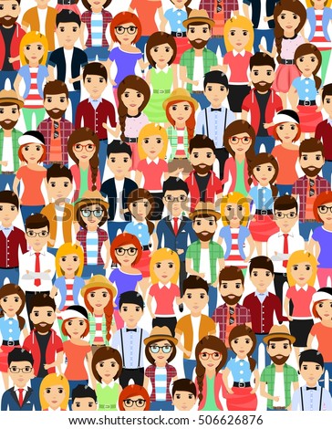 Big Crowd Diverse Ethnic Young People Stock Vector 567026326 - Shutterstock