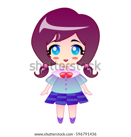 Smiling Girl Cute Girl Cartoon Character Stock Vector 143632084 ...