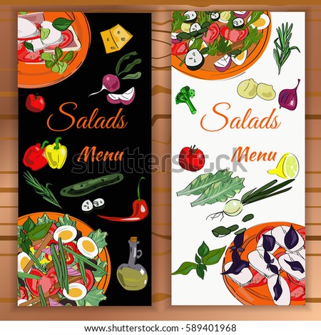  Vertical Vegetable Banner Hand Drawn Ingredients Stock 