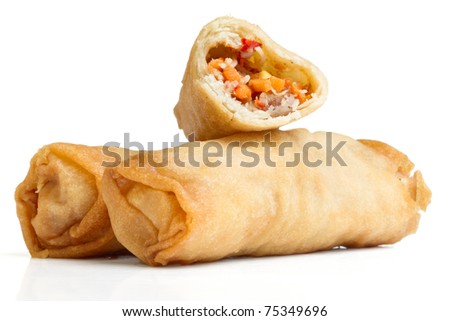 Spring Roll also known as Egg Roll isolated on white.