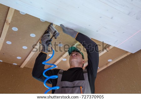 worker produces finishing works ceiling white stock photo royalty finishing works in construction