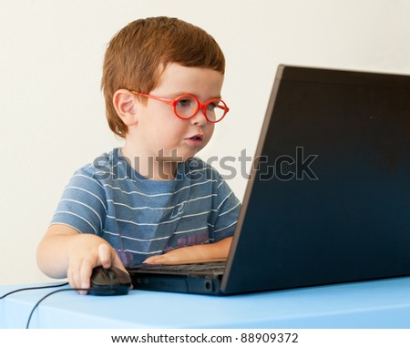 Shocked Surprised Boy On Internet Laptop Stock Photo 360101591 ...