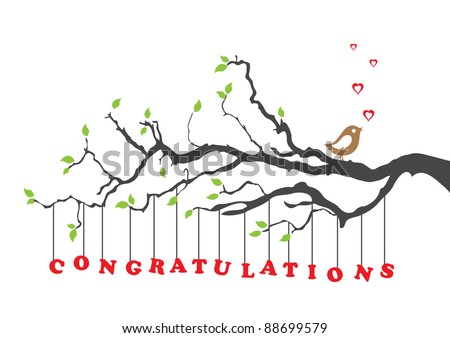 Congratulations greeting card with bird