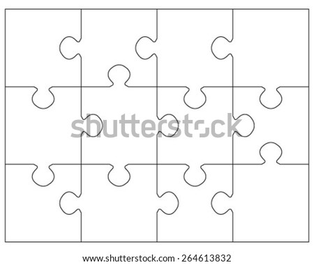 Puzzle Pieces Puzzle Blackandwhite Drawing Vector Stock Vector ...