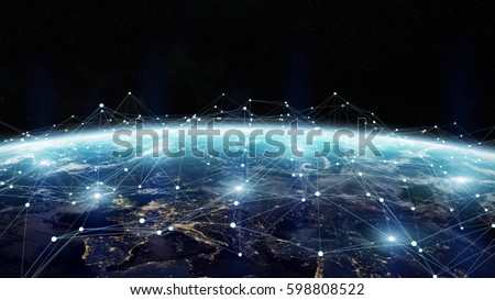 Data exchange and global network over the world 3D rendering elements of this image furnished by NASA