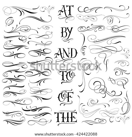 Handmade Tattoo Lettering Decorative Elements Stock Vector 424422088