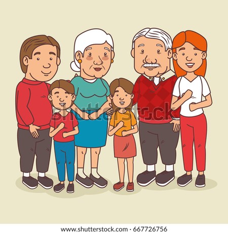 Cartoon Vector Illustration Large Asian Family Stock Vector 107815058 ...