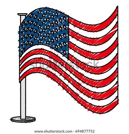 Cartoon Outline Vector Illustration American Flag Stock Vector 43411189