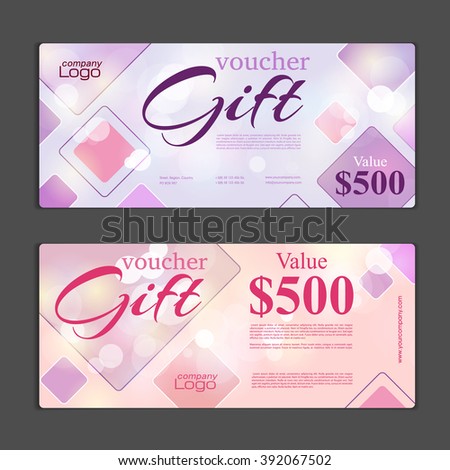 Vector Illustrationgift Voucher Template Colorful Patterncute Stock ...