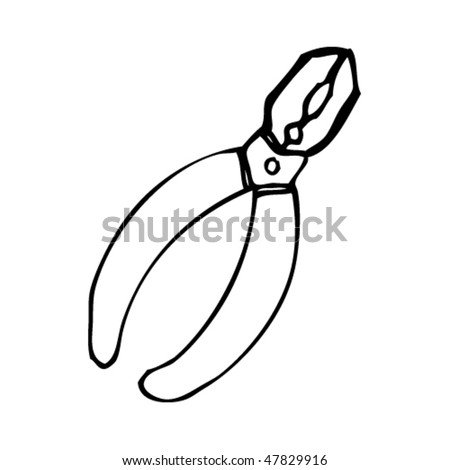 Drawing Pair Pliers Stock Vector 47829916 - Shutterstock