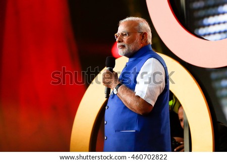 NEW YORK-SEPT 27: Prime Minister of India Narendra Modi  speaks onstage at the 2014 Global Citizen Festival to end extreme poverty by 2030 in Central Park on September 27, 2014 in New York City.