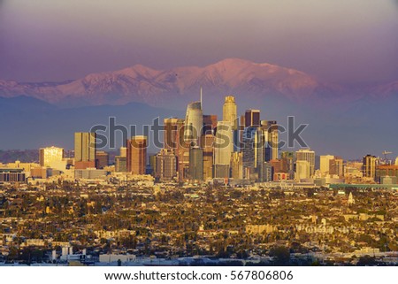 Sunset classical view of Los Angeles Downtown at Kenneth State Park