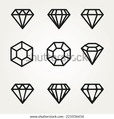 Vector Diamonds Gems Linear Icons Logo Stock Vector 262269323 ...