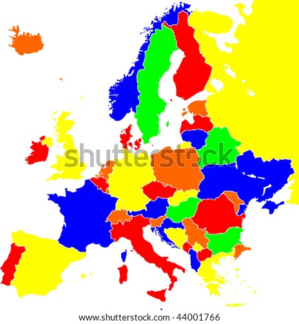 Colorful Blank Map Europe Stock Vector 363920180 - Shutterstock