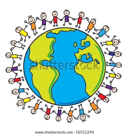 Kids Around World Together Save Planet Stock Vector 108048149 ...