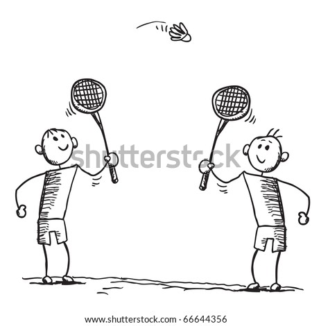 Sketch Style Vector Illustration Badminton Racket Stock Vector 66342484 ...