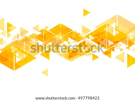 Orange triangles abstract geometric design. Vector bright background
