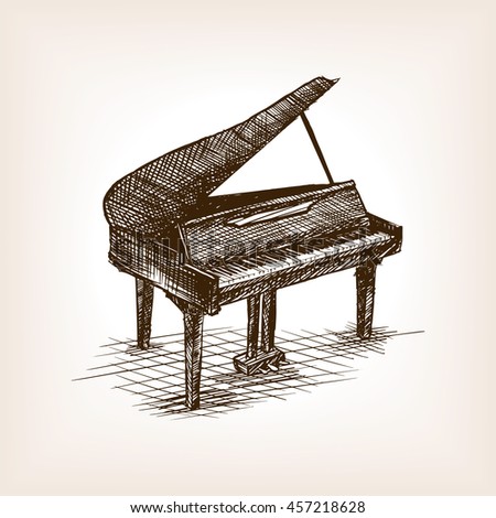 Grand Piano Sketch Style Vector Illustration Stock Vector 457218628