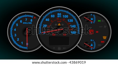 Speedometer Rpm Gauge Cluster Dashboard Vector Stock Vector 43869019 ...