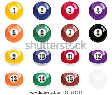 Isolated Colored Pool Balls Numbers 1 Stock Illustration 154661285 ...