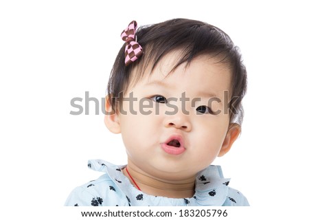 Asia baby girl pout lip - stock photo