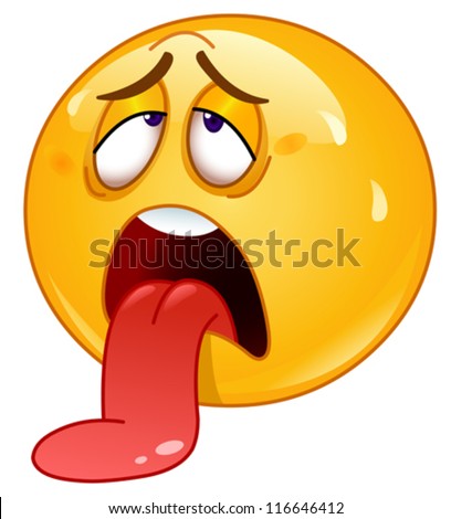 Exhausted emoticon - stock vector