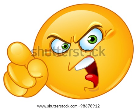 Angry Emoticon Pointing Accusing Finger Stock Vector 98678912 Gambar
