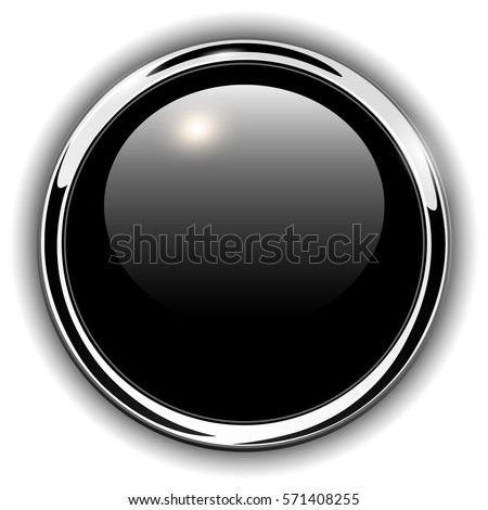 Button Shiny Black Chrome Metallic Vector Stock Vector 571408255 ...