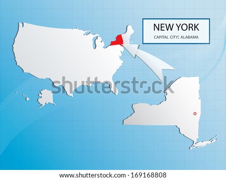 New York Map Marked Usa Map Stock Vector 169168808 - Shutterstock