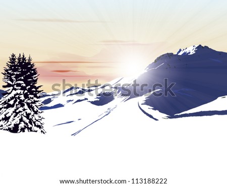 dawn at the mountains