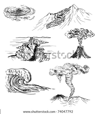 Hand Drawn Sketch Six Natural Disasters Stock Vector 74047792 ...