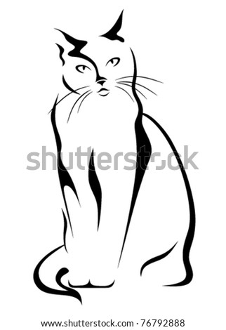 Elegant Sitting Cats Vector Design Black Stock Vector 138123263 ...