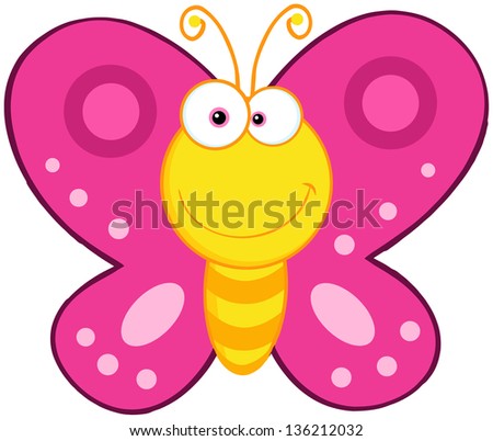 Cute Butterfly Cartoon Mascot Character Stock Vector (Royalty Free ...