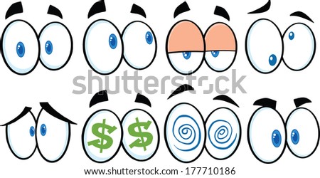 Black White Cartoon Eyes 1 Raster ภาพประกอบสต็อก 177743195 - Shutterstock