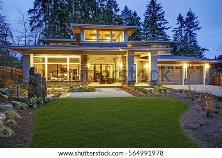 Luxurious New Construction Home Exterior Front Stock Photo ... Luxurious New Construction Home Exterior Front Stock Photo ... on Outdoor Living Spaces Nw id=28808