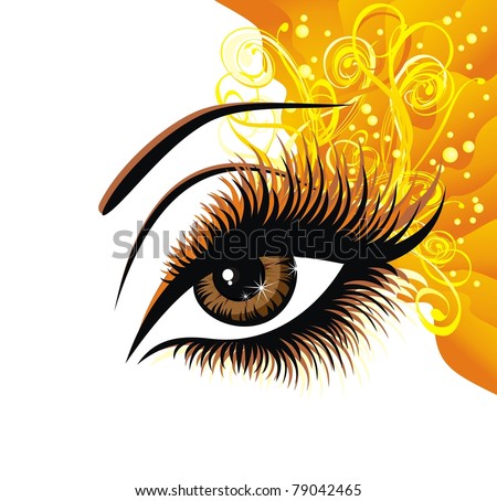 Vector Illustration Beautiful Female Eye Butterflies Stock Vector ...