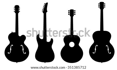 Guitar Silhouettes. Vector Illustration of Various Types of Guitar Silhouettes