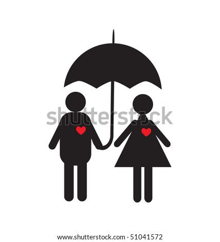 Couple Cartoon Characters Love Under Umbrella Stock Vector 240127768 ...