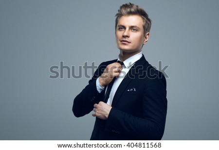 Stylish Young Man Suit Tie Business Stock Photo 404811568 